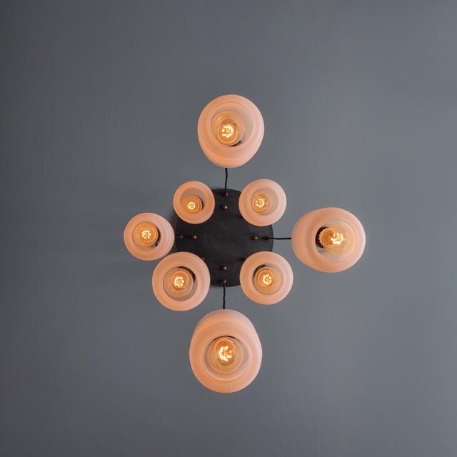 1950s 1950s Italian 8-Glass Cascading Chandelier Attributed to Arredoluce For Sale - Image 5 of 17