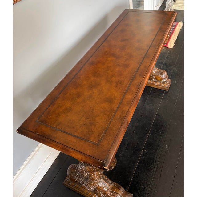 Hollywood Regency Late 20th Century Hollywood Regency Dolphin Base Console Table With Shell Motif — Maitland-Smith Style For Sale - Image 3 of 11