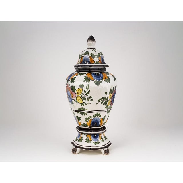 Vintage Polychrome Garniture Set by Oud Delft, 1940s, Set of 3 For Sale - Image 13 of 18
