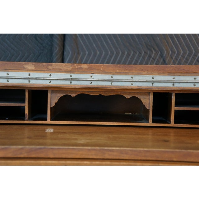 Antique Victorian Revival Walnut Spinet Writing Desk Secretary Library Table For Sale - Image 13 of 18