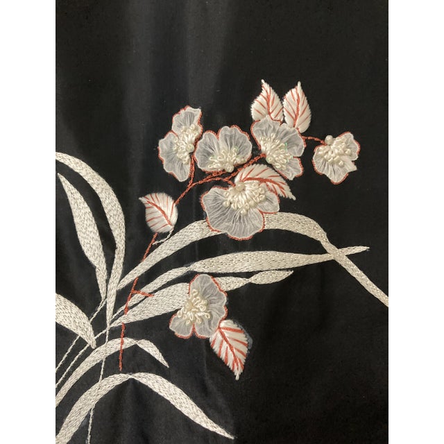 Art Nouveau Floral Embroidered Silk Textile Vintage Wall Hanging For Sale - Image 9 of 16
