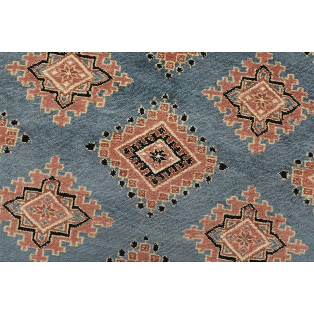 Textile Bokhara Jaldar Rug 6’3” X 9’3” Blue Wool Tribal Hand-Knotted Oriental Carpet For Sale - Image 7 of 13