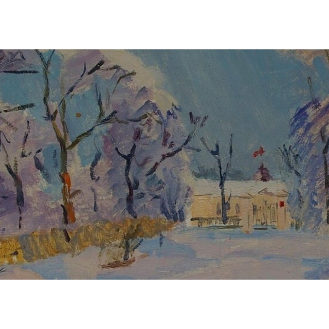 Winter Landscape Painting, Original Soviet Impressionism, Kozik (1965) 50-70 For Sale - Image 4 of 6