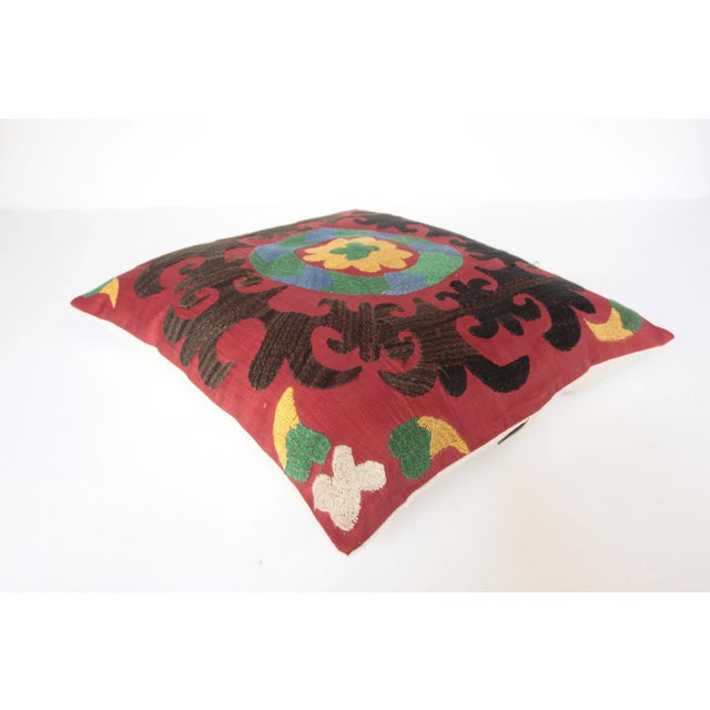 Rustic 1970s Vintage Multi Color Suzani Pillow Cover -19''x17'' Inches For Sale - Image 3 of 8