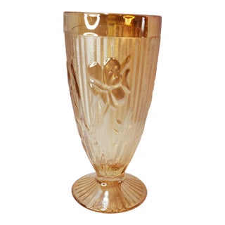 1960s Jeanette Iris Iridescent Flora Gold Bud Vase For Sale