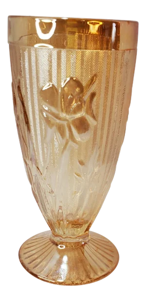 1960s Jeanette Iris Iridescent Flora Gold Bud Vase