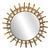 Sun Mirror in Gold Metal Frame with Leaves, 1950s For Sale