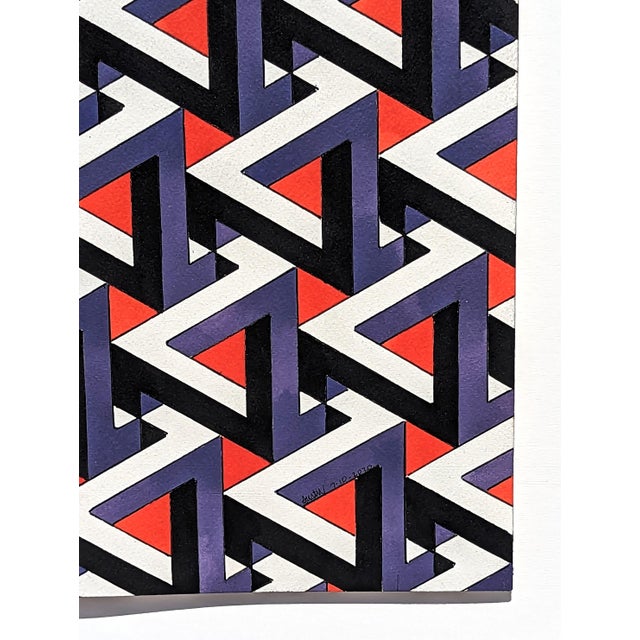 Austin Magruder "Penrose Steps" Contemporary Red and Purple Hand Drawn Tessellated Abstract, 2020 For Sale In Houston - Image 6 of 8