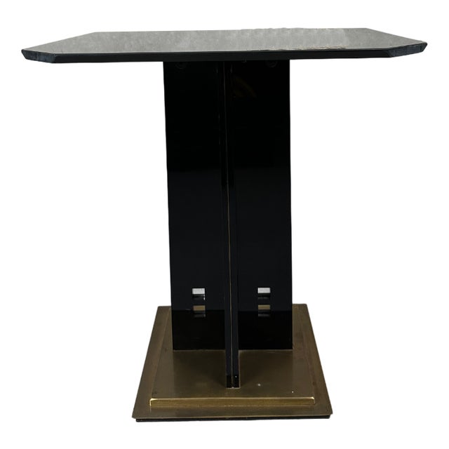 Hollywood Regency Side Table in Black and Gold For Sale