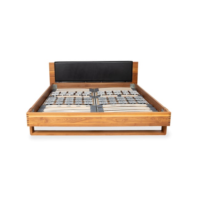 Wood Leather Bed Frame in Brown Black with Manual Function by Hülsta For Sale - Image 17 of 18