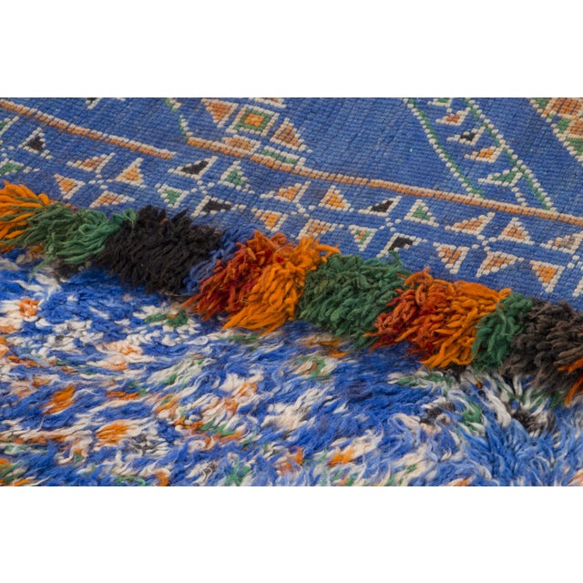 Textile Vintage Moroccan Berber Rug With Blue Diamond Design by Rug & Kilim, 1950-1959 For Sale - Image 7 of 9