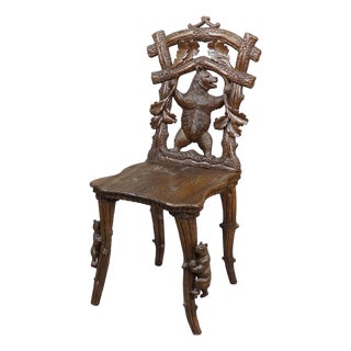 Antique Black Forest Carved Bear Chair, Brienz, Circa 1880s For Sale