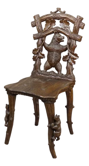 Antique Black Forest Carved Bear Chair, Brienz, Circa 1880s