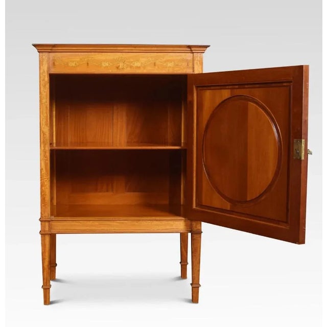 Wood Sheraton Revival Satinwood Inlaid Side Cabinet, 1890s For Sale - Image 7 of 10