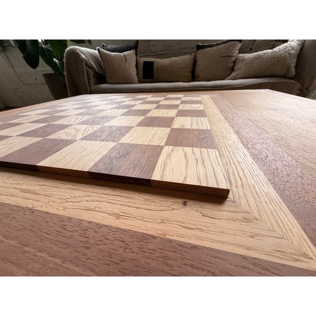 Contemporary Measured Silence — Handcrafted White Oak & Peruvian Walnut Chessboard For Sale - Image 3 of 10