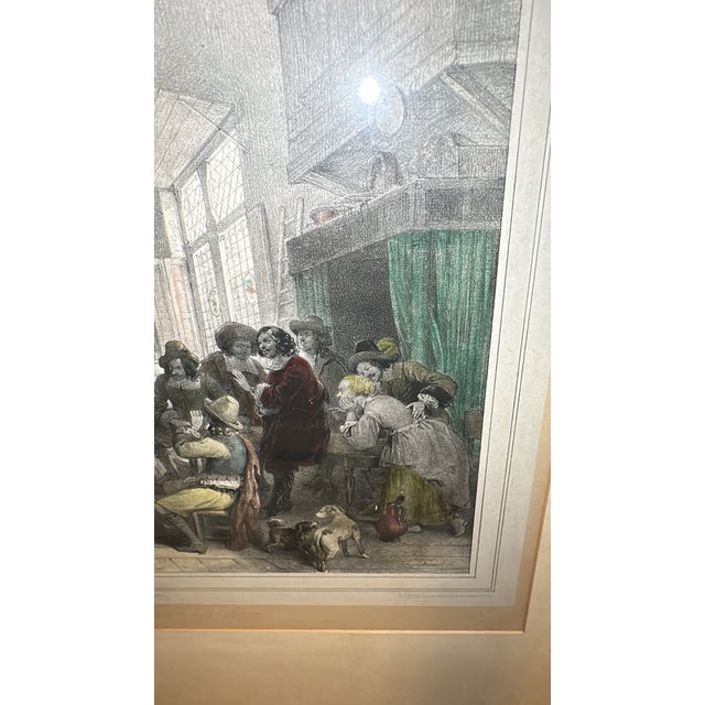 Printmaking Materials Framed 1842 Hand-Colored Lithograph by Jean-Baptiste Madou – “J. Steen Consultant Ses Amis” For Sale - Image 7 of 11