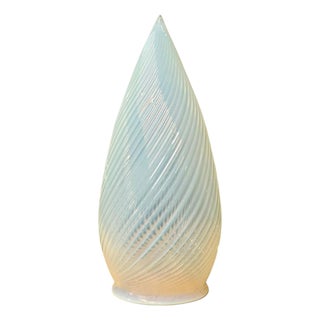 Antique Opalescent Uranium Glass Bullet Swirl Pendant Light Shade 9" For Sale