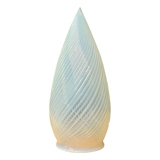 Antique Opalescent Uranium Glass Bullet Swirl Pendant Light Shade 9" For Sale