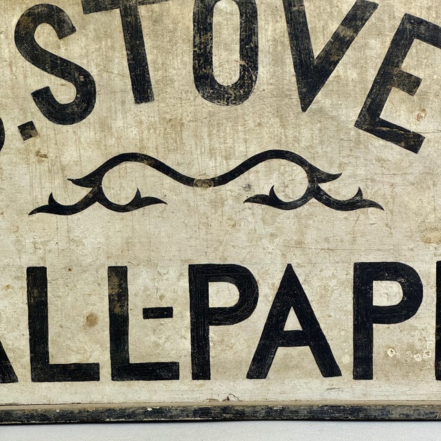 Early 20th Century Antique Large Hand Painted Wood Trade Sign for Wallpaper Merchant For Sale - Image 5 of 11