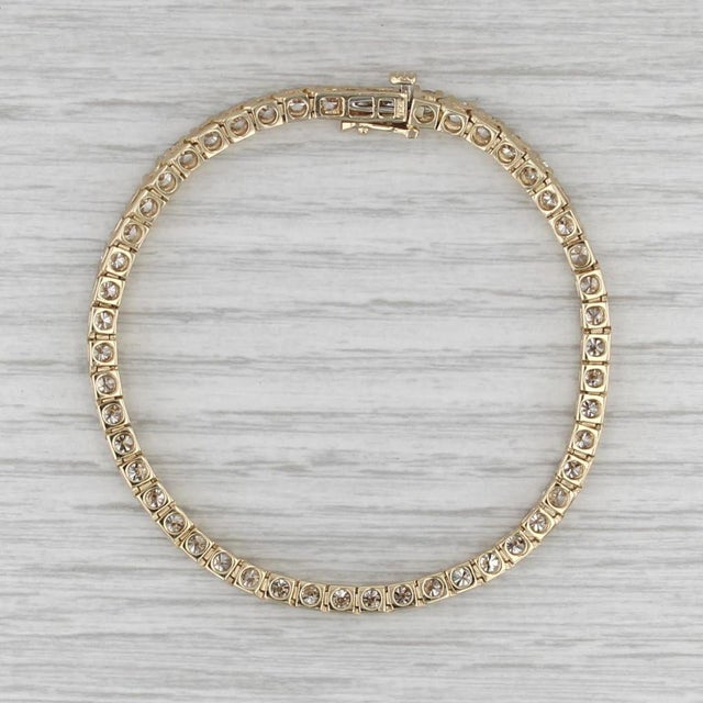 Modern 3ctw Diamond Tennis Bracelet 14k Yellow Gold 7.25" 3.3mm For Sale - Image 3 of 5
