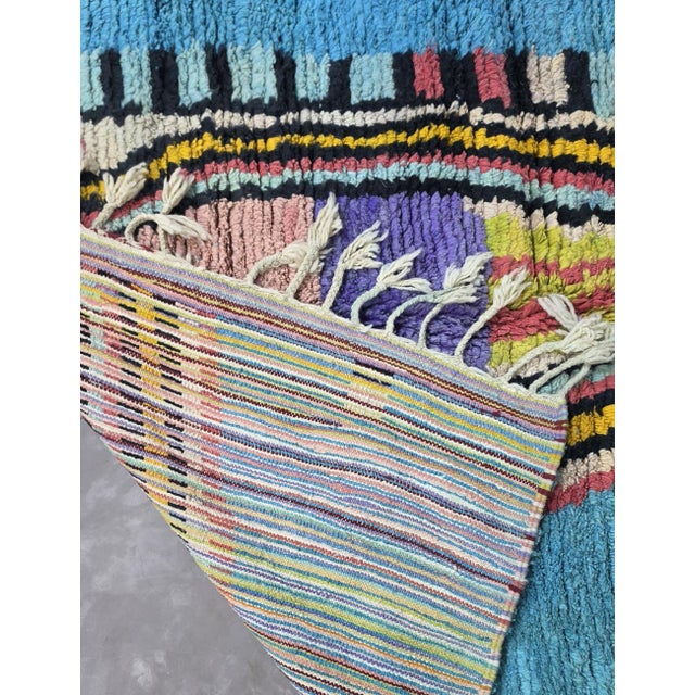 Turquoise Handwoven Berber Wool Rug - 9 X 6.1 Ft For Sale In Cleveland - Image 6 of 9