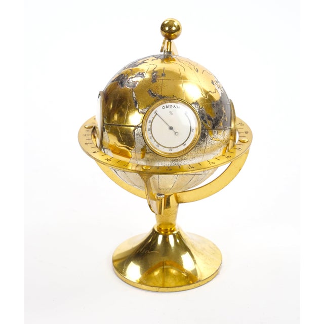 Tiffany and Co. Tiffany & Co. Gilt & Silvertone Bronze Angelus Globe-Form Clock /Weather Station For Sale - Image 4 of 10