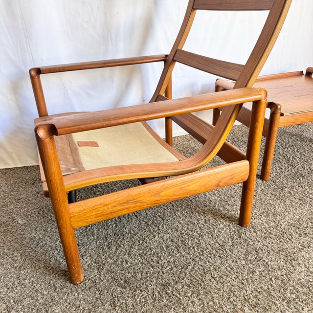 Danish Modern Teak Reclining Lounge Chair and Ottoman by Madsen and Schübel - Two Pieces For Sale In Miami - Image 6 of 12