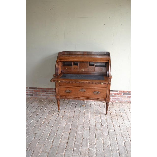 Antique Oak Cylinder Desk For Sale - Image 10 of 11