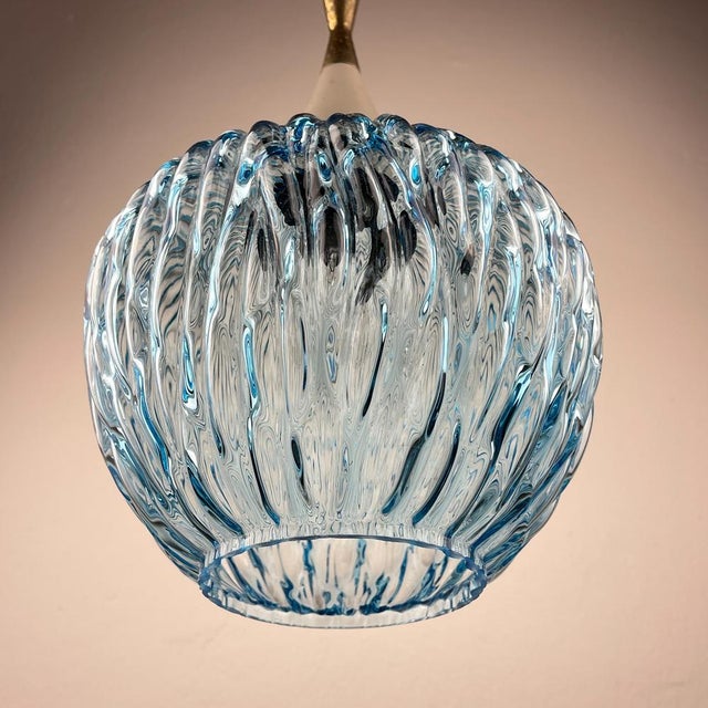 Vintage Blue Murano Pendant Lamp from Stilnovo, 1950s For Sale - Image 4 of 15