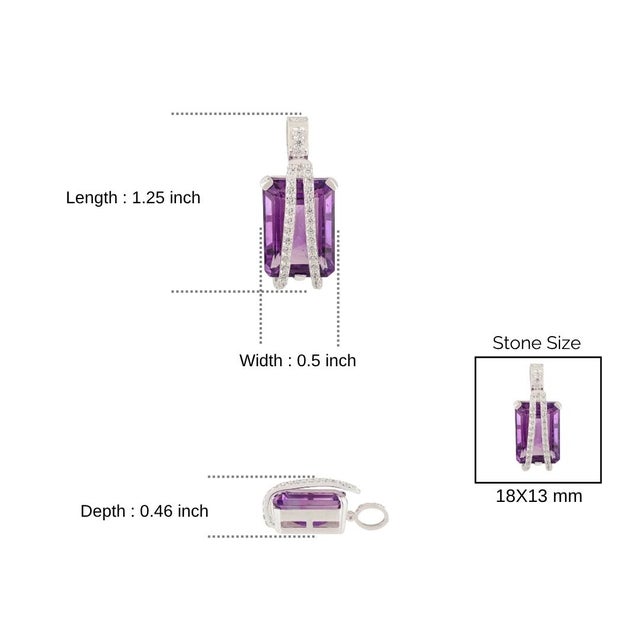 Art Deco 16.8 CTW Regal Amethyst 925 Silver Pendant Charm by Carat&her For Sale - Image 9 of 10