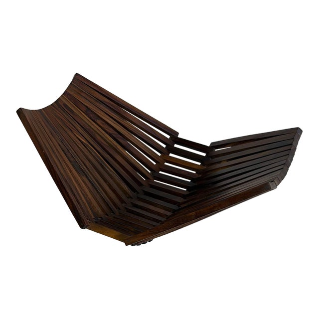 Vintage Danish Modern Sculptural Rosewood Folding Fruit Bowl Centerpiece For Sale