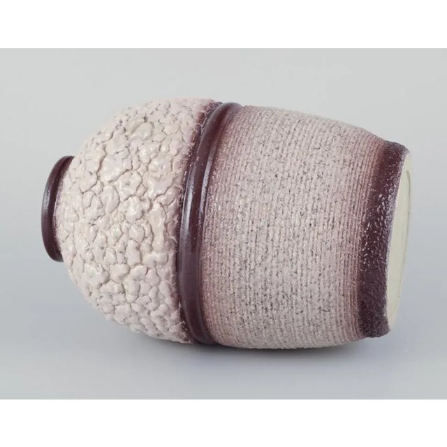 French Ceramic Vase with Lava Glaze in Light and Brown Colours, 1960s For Sale - Image 4 of 6