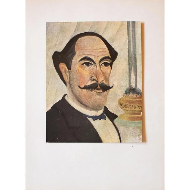 Apricot 1940s After Henri Rousseau, Original Self-Portrait Swiss Lithograph For Sale - Image 8 of 9