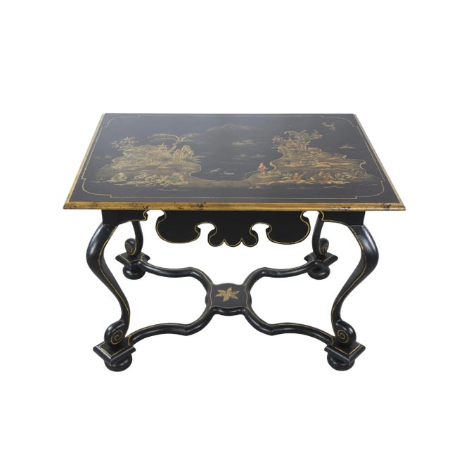 Late 20th Century Vintage Hand-Painted Chinoiserie ElegantSide Table For Sale - Image 5 of 9
