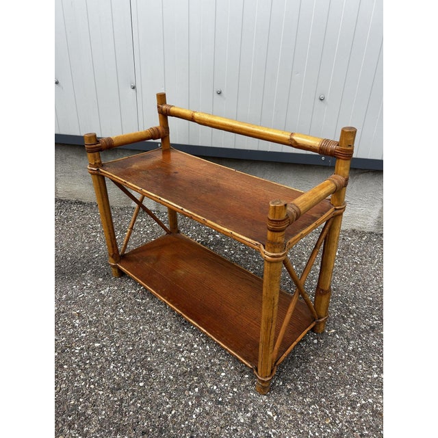 1970s Vintage Rattan Shelf on Legs, 1970s For Sale - Image 5 of 9