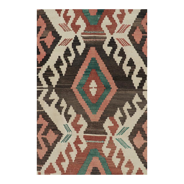 Tribal Mid-Century Vintage Kilim Rug in Beige Brown and Pink Tribal Geometric Pattern For Sale - Image 3 of 7