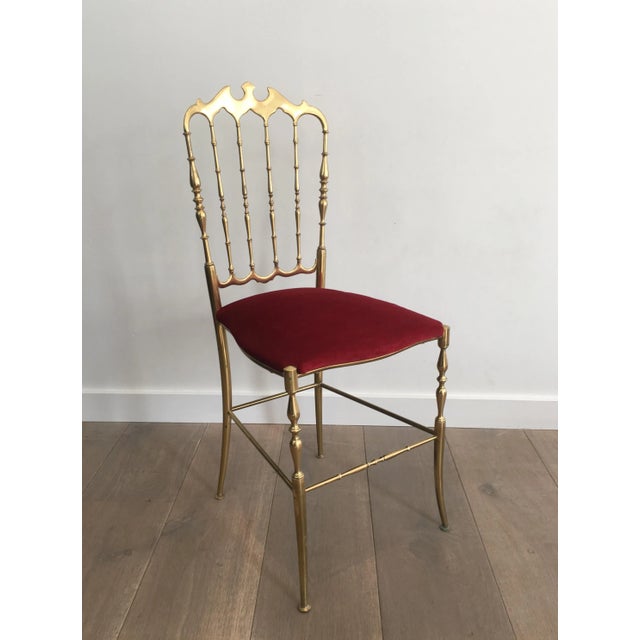 Brass and Red Velvet Chiavari Chair, circa 1940 For Sale - Image 10 of 13