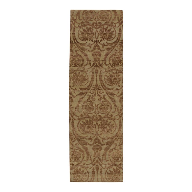 Rug & Kilim’s European Style Runners in Beige With Brown Floral Patterns For Sale