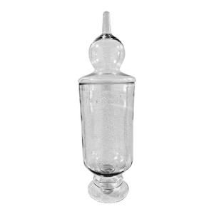 1990s Hand Blown Art Glass Apothecary Lidded Jar