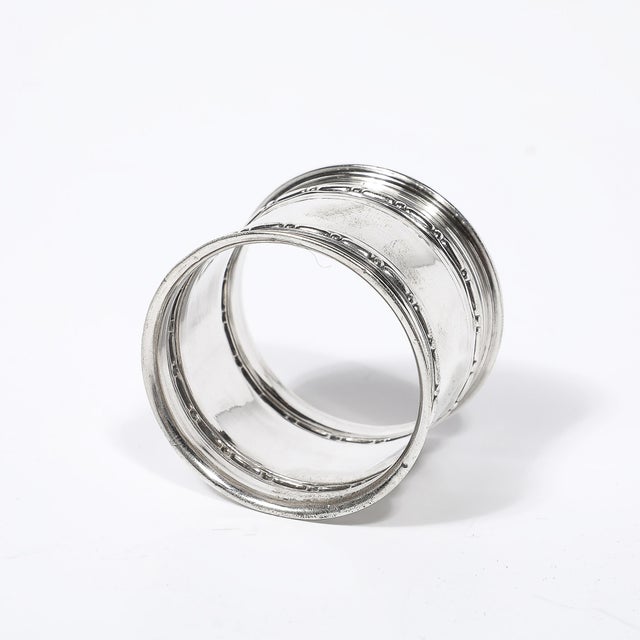 Antique 800 Silver Napkin Ring With Border Detailing & Antique Hallmarks For Sale - Image 4 of 7