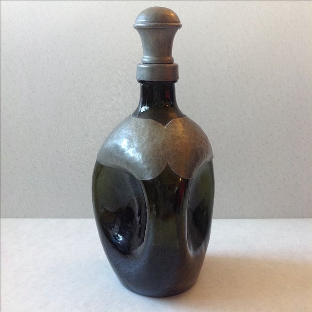 1920s Pewter & Green Glass Pinch Bottle Chairish