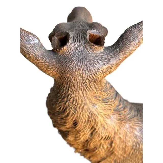 Late 19th Century 19th Century Swiss Black Forest Style Wood Carved Stag Deer Brienz For Sale - Image 5 of 11