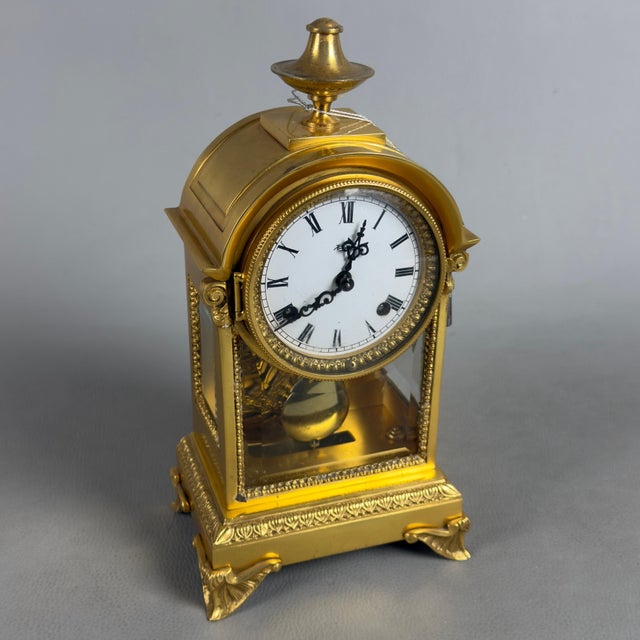 Hermle Mechanical Table Clock in Gilded Brass and Glass from Kienzle, 1977 For Sale - Image 14 of 14