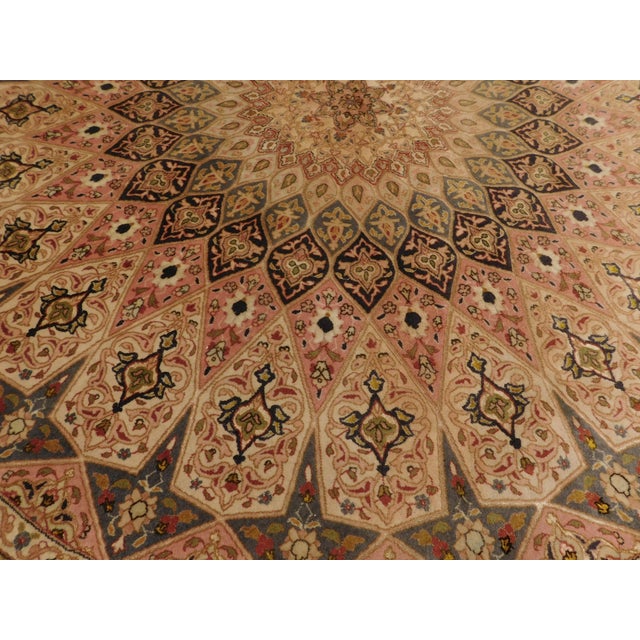 Textile Rare Vintage Round Northwest Persian Tabriz Rug With Silk Highlights. 6'6"x 6'6" For Sale - Image 7 of 15