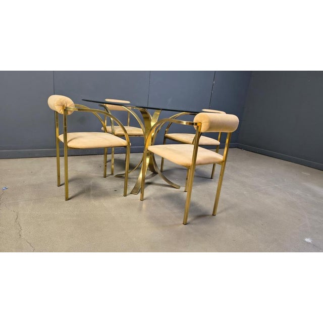 Vintage Brass Dining Table and Chairs from Belgochrom, 1970s, Set of 5 For Sale - Image 11 of 14