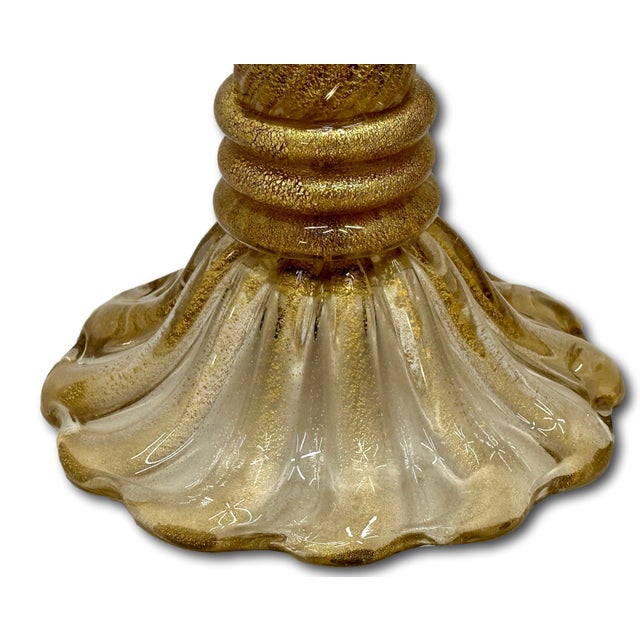 Mid 20th Century Mid Century Hand Made Italian Murano Goldstone Art Glass Table Lamp Bases - a Pair For Sale - Image 12 of 18