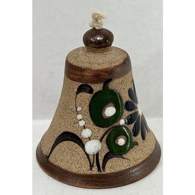 Late 20th Century Handcrafted Mexican Stoneware Pottery Folk Art Floral Bell For Sale - Image 12 of 12