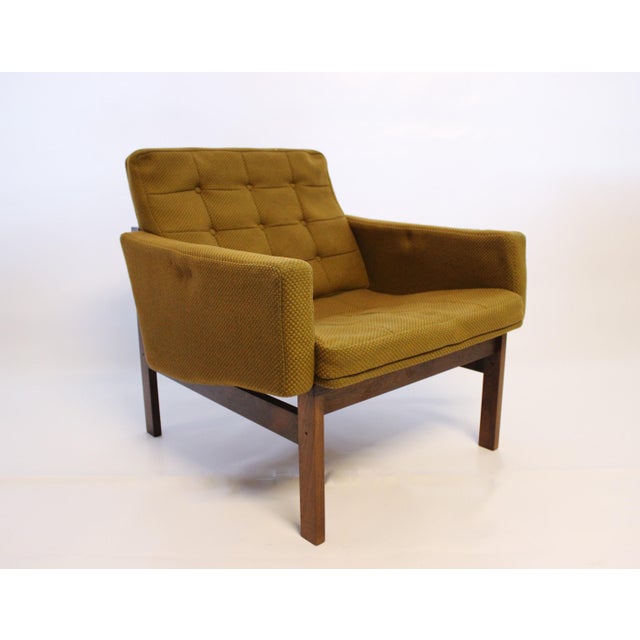 Set of Vintage Green Fabric & Rosewood Easy Chairs by Ole Gjerløv-Knudsen & Torben Lind for France & Søn, 1960s For Sale - Image 3 of 11