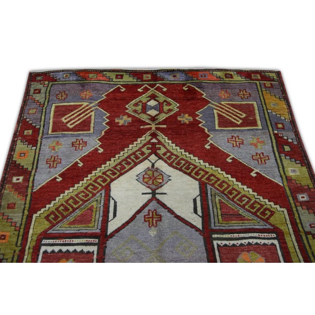 1960s Red Multicolor Vintage Turkish Rug 4'3" X 10'10" For Sale - Image 4 of 6