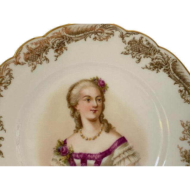 Manufacture de Sevres 19thC Sèvres Marked Portrait Plate Madame Du Barry Signed Debrie Made in France c.1890-1910 For Sale - Image 4 of 10